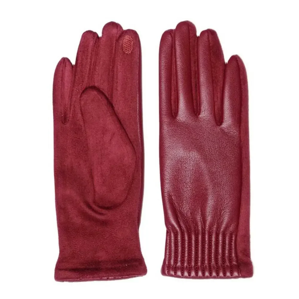 NWT Le Luxe Collection Women's Faux Leather Cinched Wrist Touch Screen Gloves